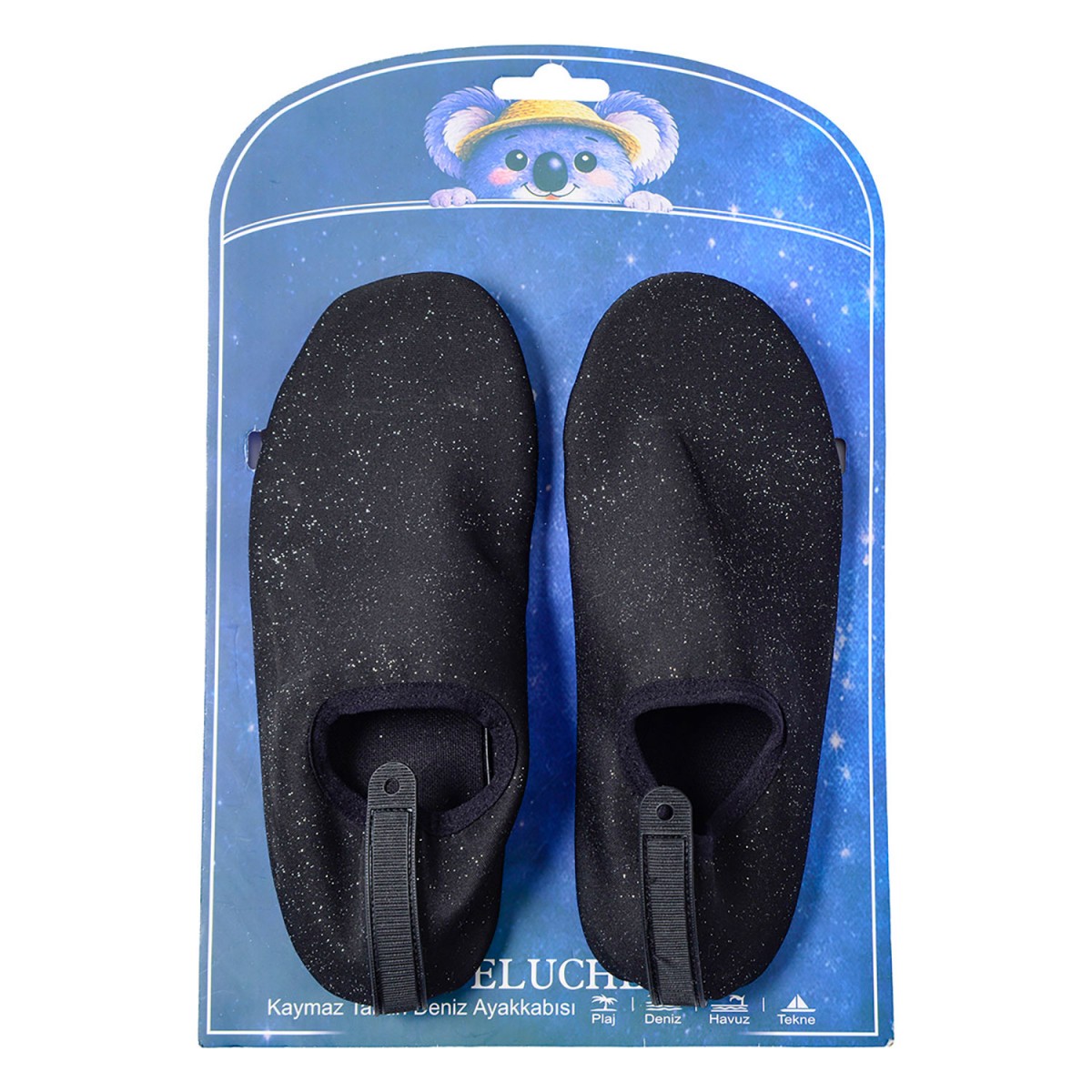 Peluche 26k-as-10 Taşlı Siyah Kaymaz Taban Kadın Deniz Ayakkabısı Siyah Parlak Taşlı-40-41