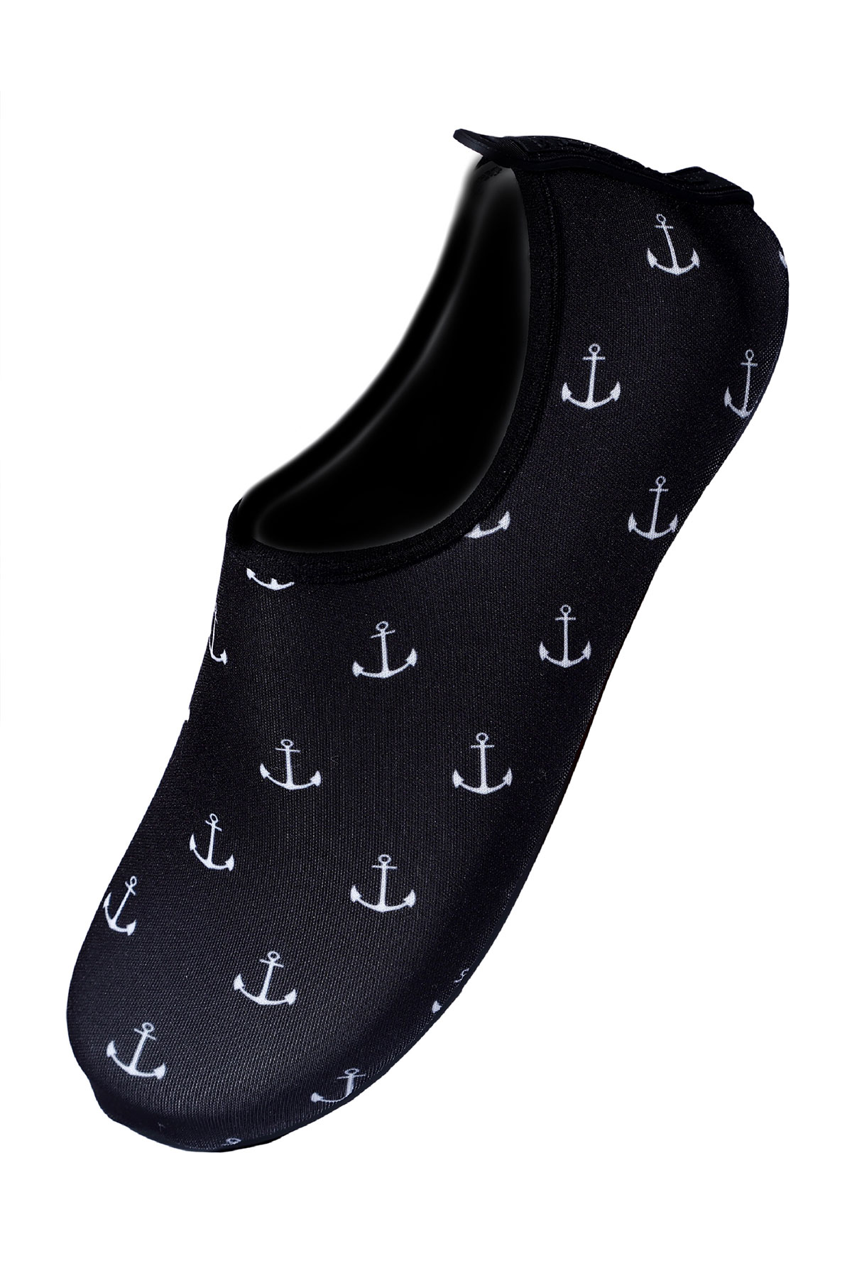 Peluche Black Anchor Çapa Desenli Siyah Kaymaz Taban Erkek Deniz Ayakkabısı