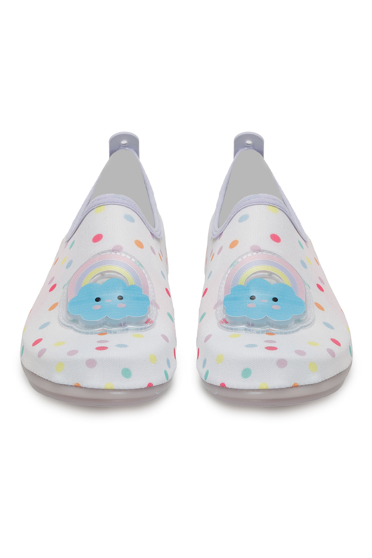 Peluche Cloud Bulut Gökkuşağı Desenli Pembe Kaymaz Taban Çocuk Deniz Ayakkabısı