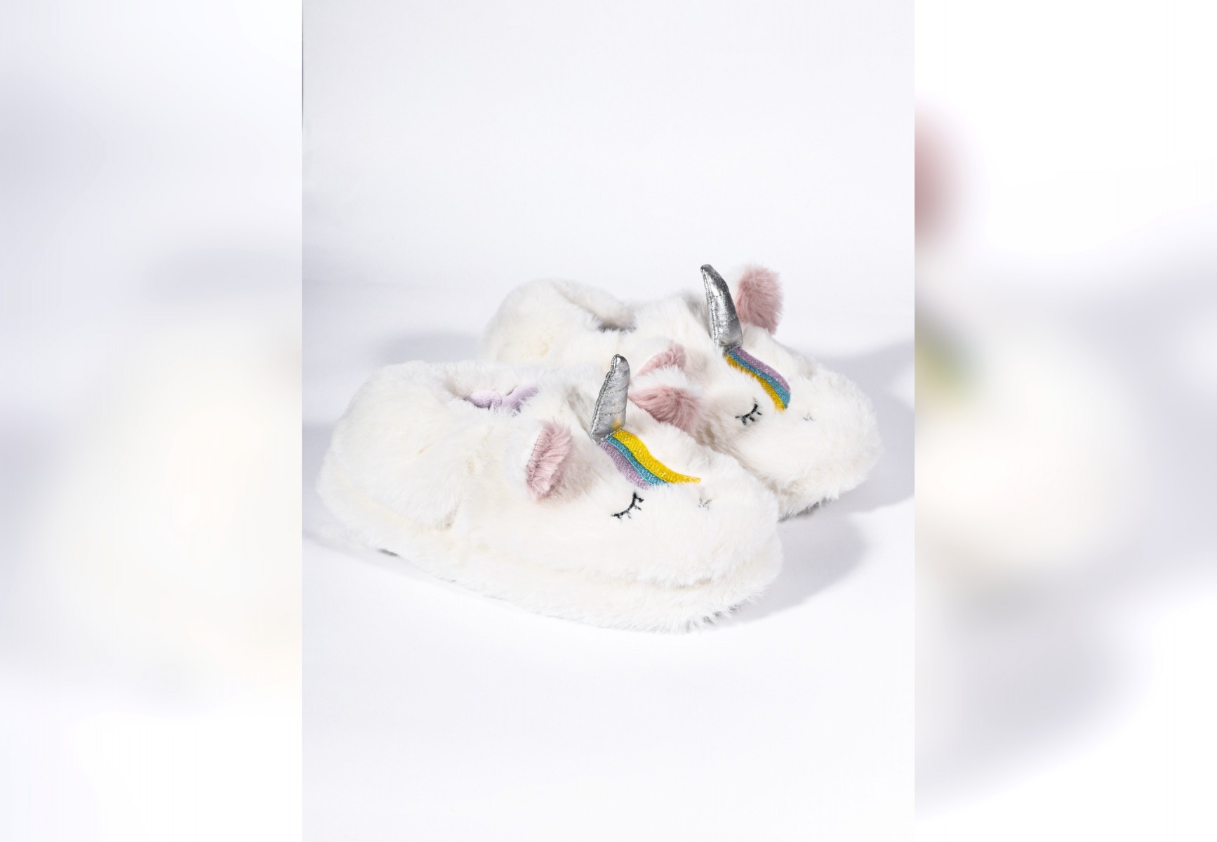 PELUCHE ÇOCUK BEYAZ UNICORN  EV AYAKKABISI ANA