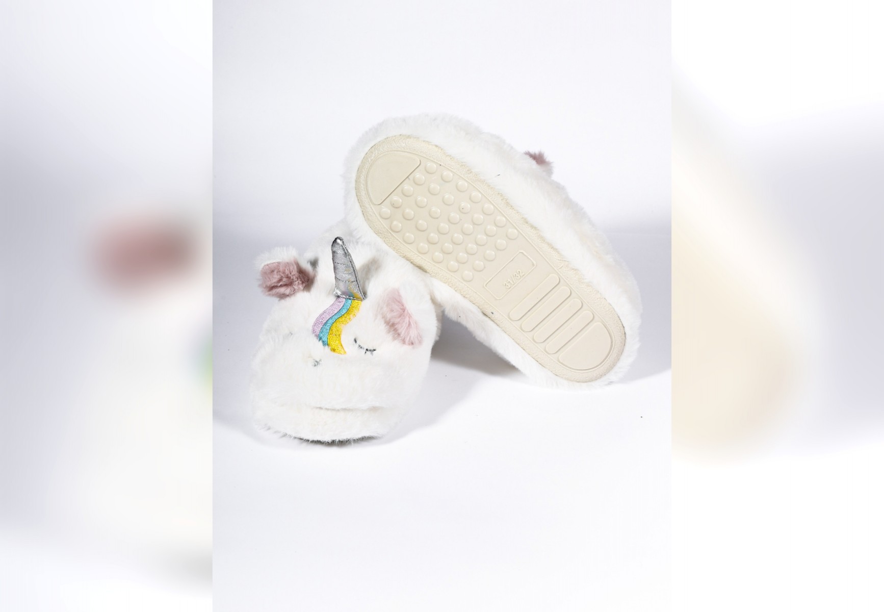 PELUCHE ÇOCUK BEYAZ UNICORN  EV AYAKKABISI ANA