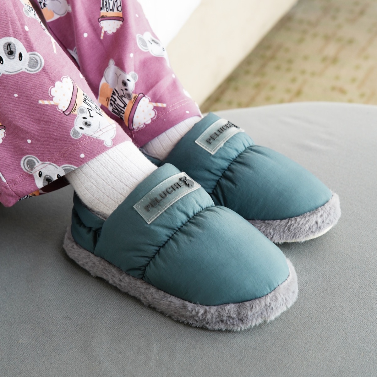 PELUCHE ÇOCUK KÜF GRİ EV AYAKKABISI
