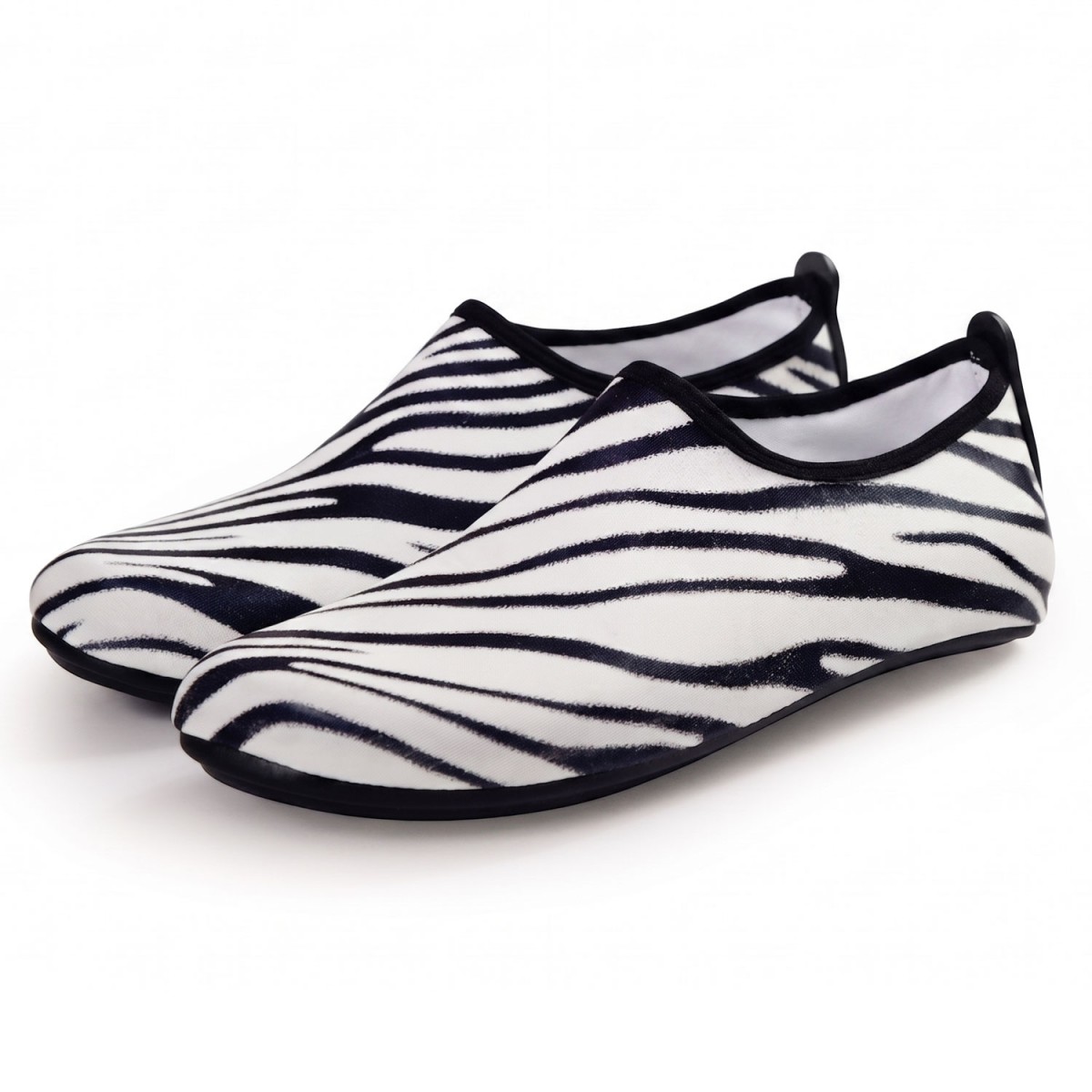 Peluche Parlak Zebra Kaymaz Taban Kadın Deniz Ayakkabısı