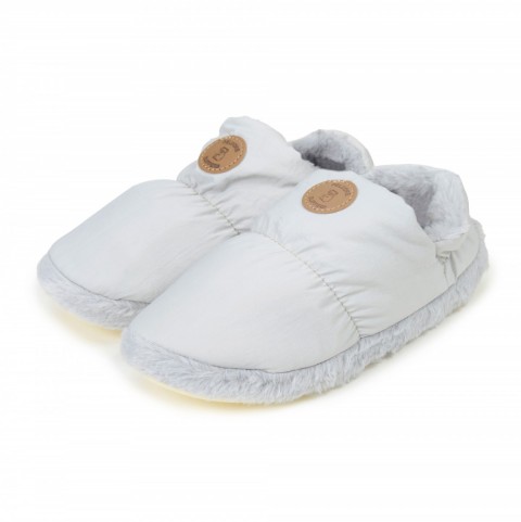 PELUCHE KADIN GRİ EV AYAKKABISI DERİ ETİKET
