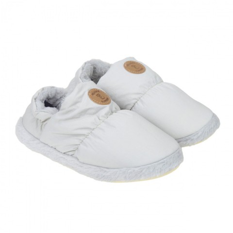 PELUCHE KADIN GRİ EV AYAKKABISI DERİ ETİKET