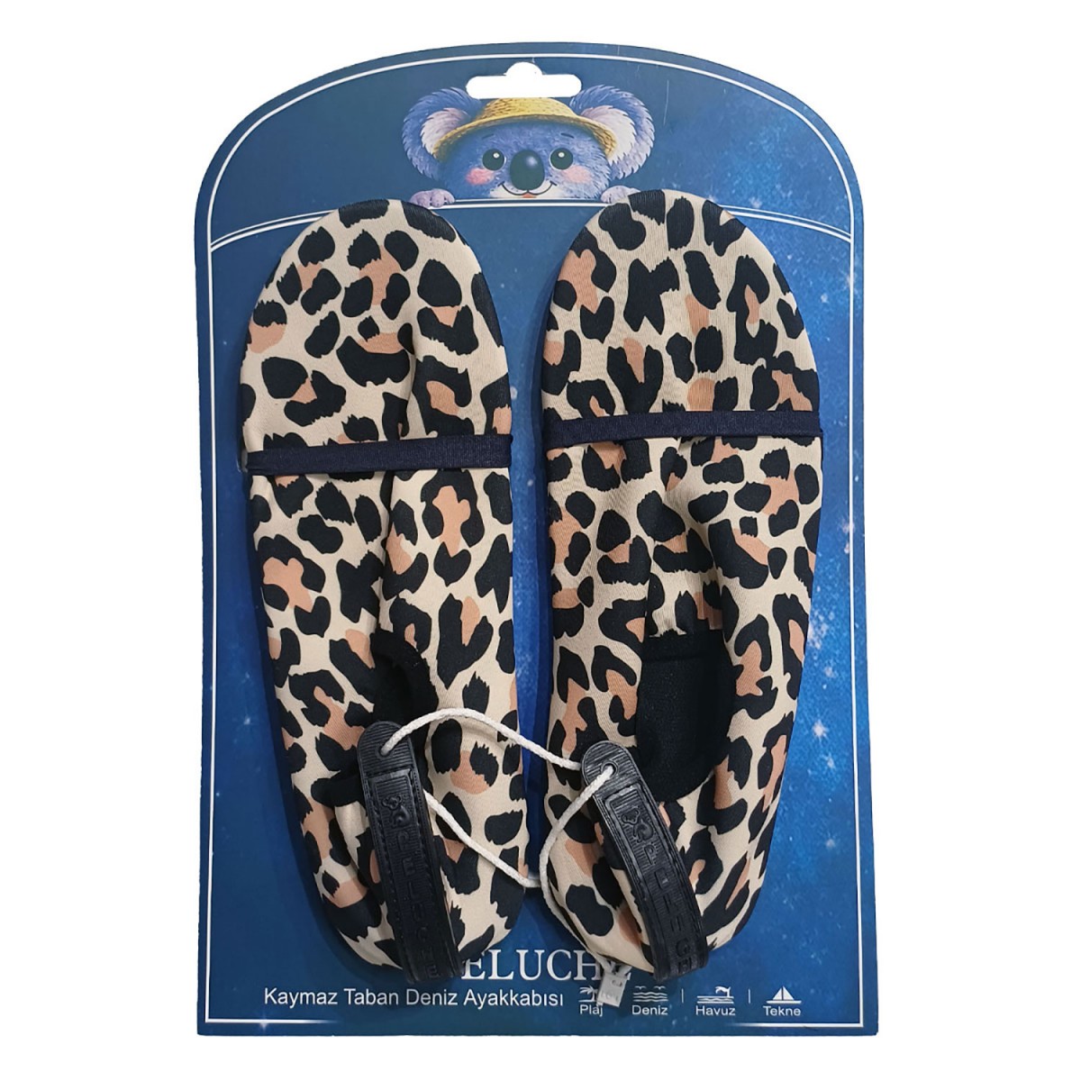 Peluche Leopard Desenli Kaymaz Taban Kadın Deniz Ayakkabısı