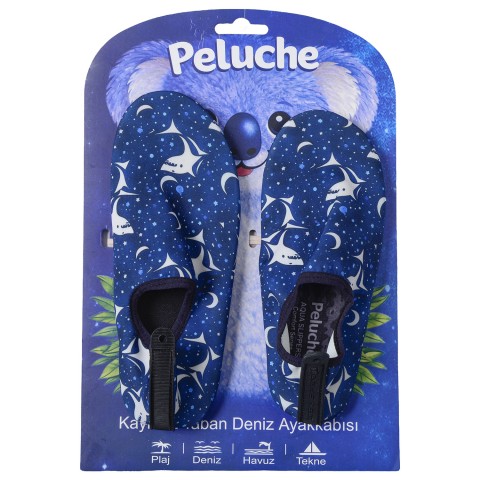 Peluche 25c-a-2 Mavi Köpek Balığı Kaymaz Taban Çocuk Deniz Ayakkabısı