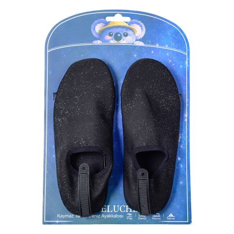 Peluche 26k-as-10 Taşlı Siyah Kaymaz Taban Kadın Deniz Ayakkabısı Siyah Parlak Taşlı-40-41
