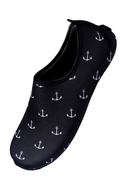 Peluche Black Anchor Çapa Desenli Siyah Kaymaz Taban Erkek Deniz Ayakkabısı