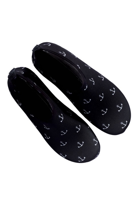 Peluche Black Anchor Çapa Desenli Siyah Kaymaz Taban Erkek Deniz Ayakkabısı