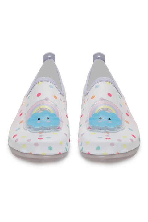 Peluche Cloud Bulut Gökkuşağı Desenli Pembe Kaymaz Taban Çocuk Deniz Ayakkabısı