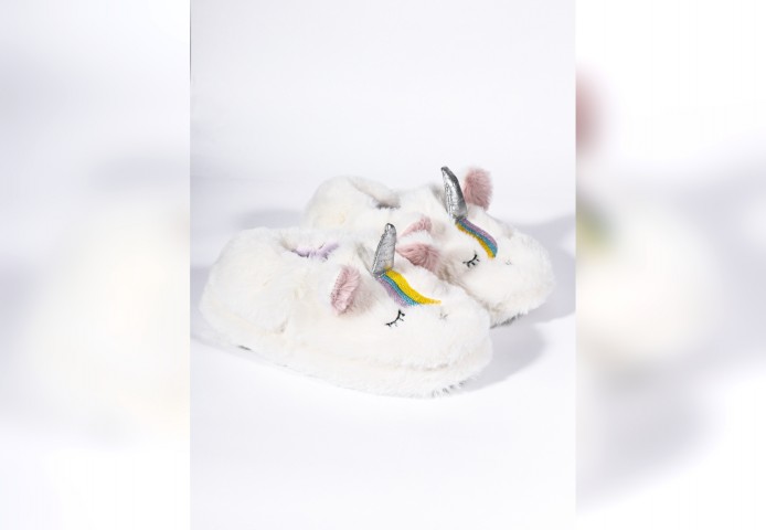 PELUCHE ÇOCUK BEYAZ UNICORN  EV AYAKKABISI ANA