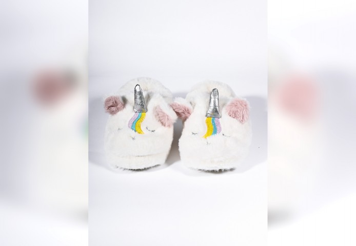 PELUCHE ÇOCUK BEYAZ UNICORN  EV AYAKKABISI ANA