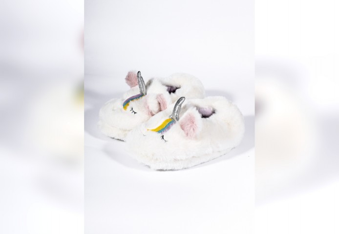 PELUCHE ÇOCUK BEYAZ UNICORN  EV AYAKKABISI ANA