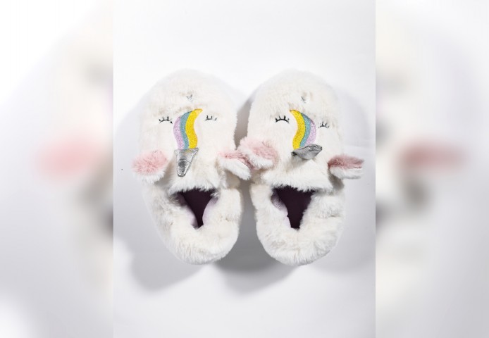 PELUCHE ÇOCUK BEYAZ UNICORN  EV AYAKKABISI ANA