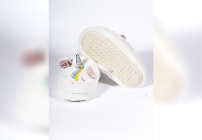 PELUCHE ÇOCUK BEYAZ UNICORN  EV AYAKKABISI ANA