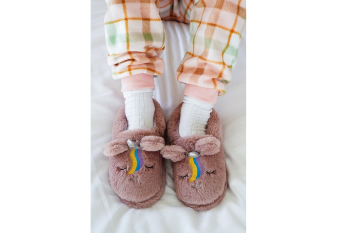 PELUCHE ÇOCUK PEMBE UNICORN EV AYAKKABISI
