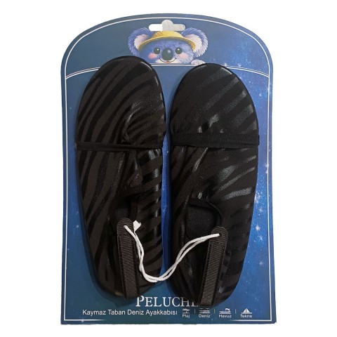 Peluche Siyah Zebra Kaymaz Taban Kadın Deniz Ayakkabısı
