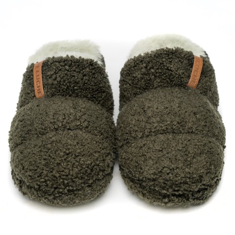PELUCHE TEDDY HAKİ KADIN EV AYAKKABISI