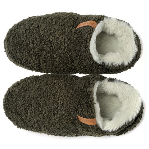 PELUCHE TEDDY HAKİ KADIN EV AYAKKABISI