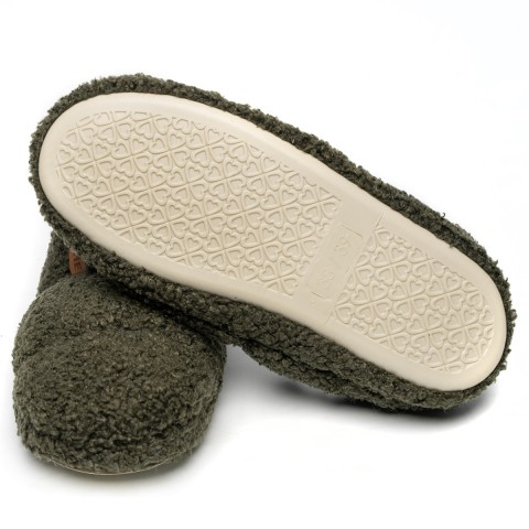PELUCHE TEDDY HAKİ KADIN EV AYAKKABISI
